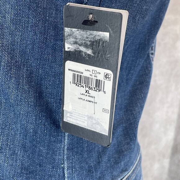 Guess Layla Blue Denim Jumpsuit Women's Size XL Sleeveless V Neck New with Tag - Picture 3 of 9